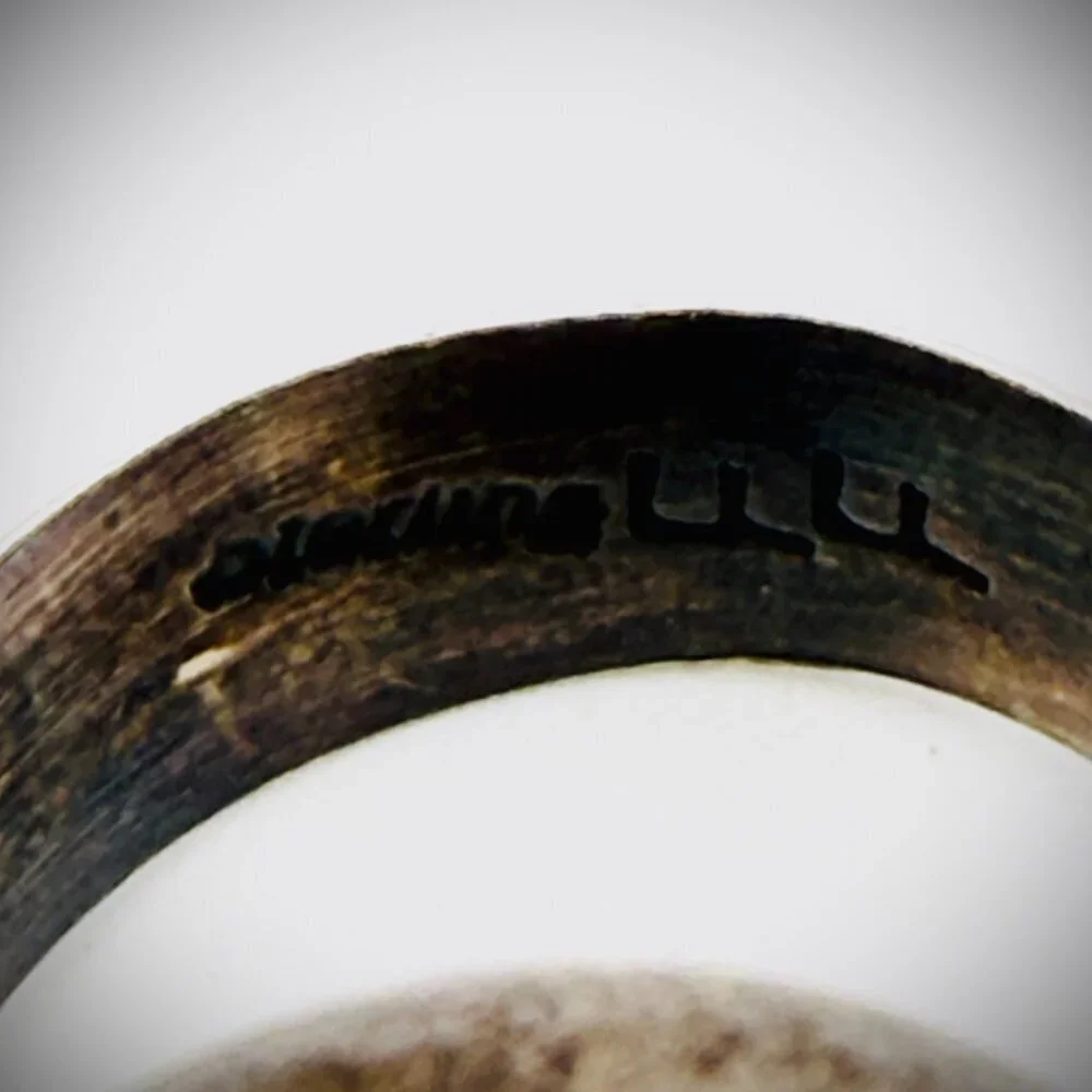 Heavy Patina Sterling Turquoise Ring Size 6.25 – FF Signed
